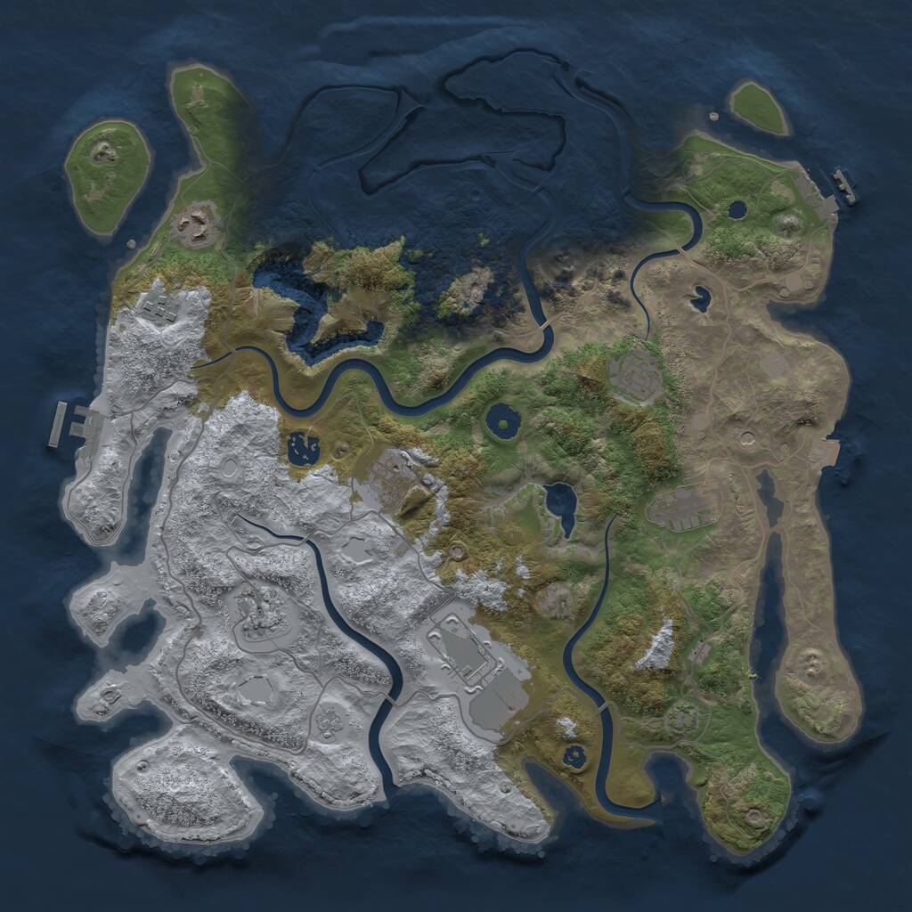 Rust Map: Procedural Map, Size: 4000, Seed: 1197321079, 14 Monuments