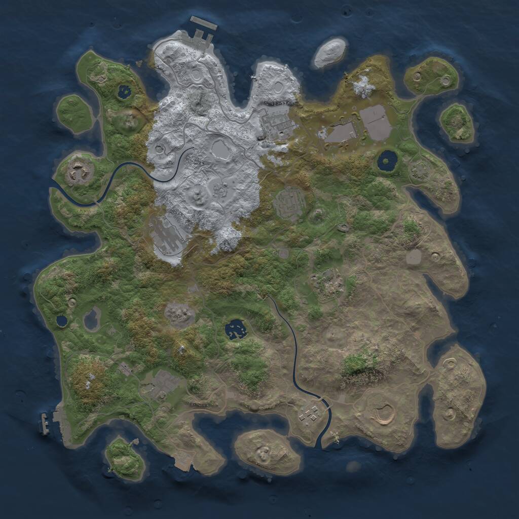Rust Map: Procedural Map, Size: 3800, Seed: 16615, 16 Monuments