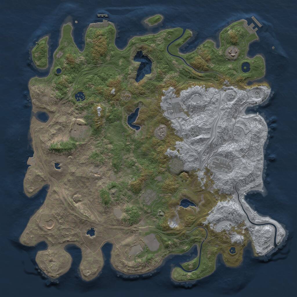 Rust Map: Procedural Map, Size: 4500, Seed: 714930295, 17 Monuments