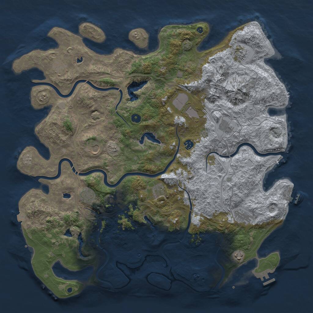 Rust Map: Procedural Map, Size: 5000, Seed: 961531625, 17 Monuments