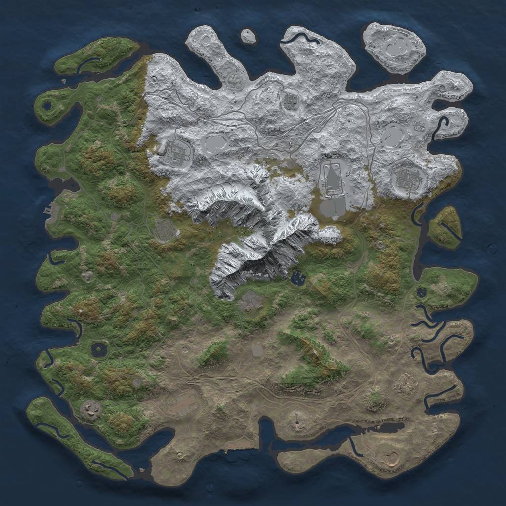 Rust Map: Procedural Map, Size: 5000, Seed: 111222, 20 Monuments
