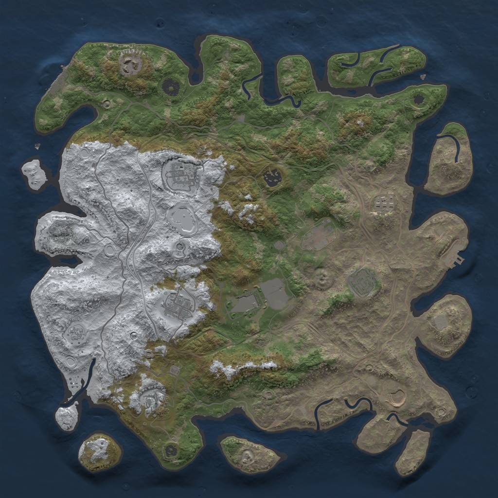 Rust Map: Procedural Map, Size: 4250, Seed: 151896413, 19 Monuments