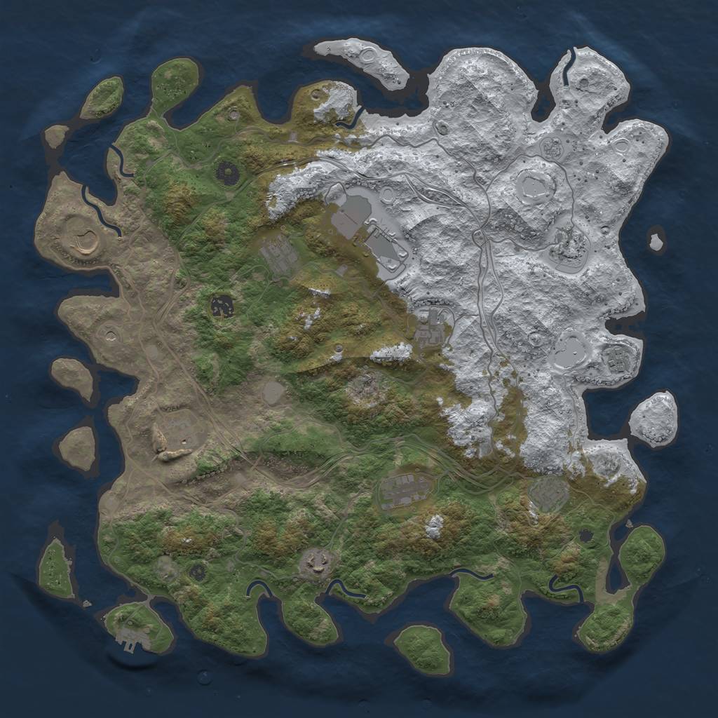Rust Map: Procedural Map, Size: 4500, Seed: 988080492, 19 Monuments