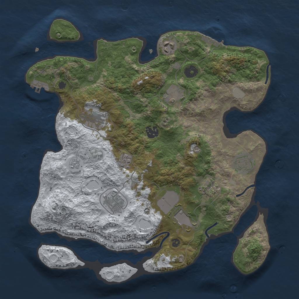 Rust Map: Procedural Map, Size: 3500, Seed: 592877573, 18 Monuments