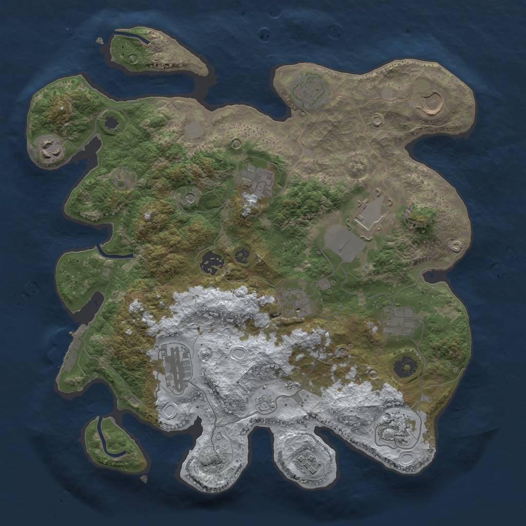 Rust Map: Procedural Map, Size: 3500, Seed: 439775003, 19 Monuments