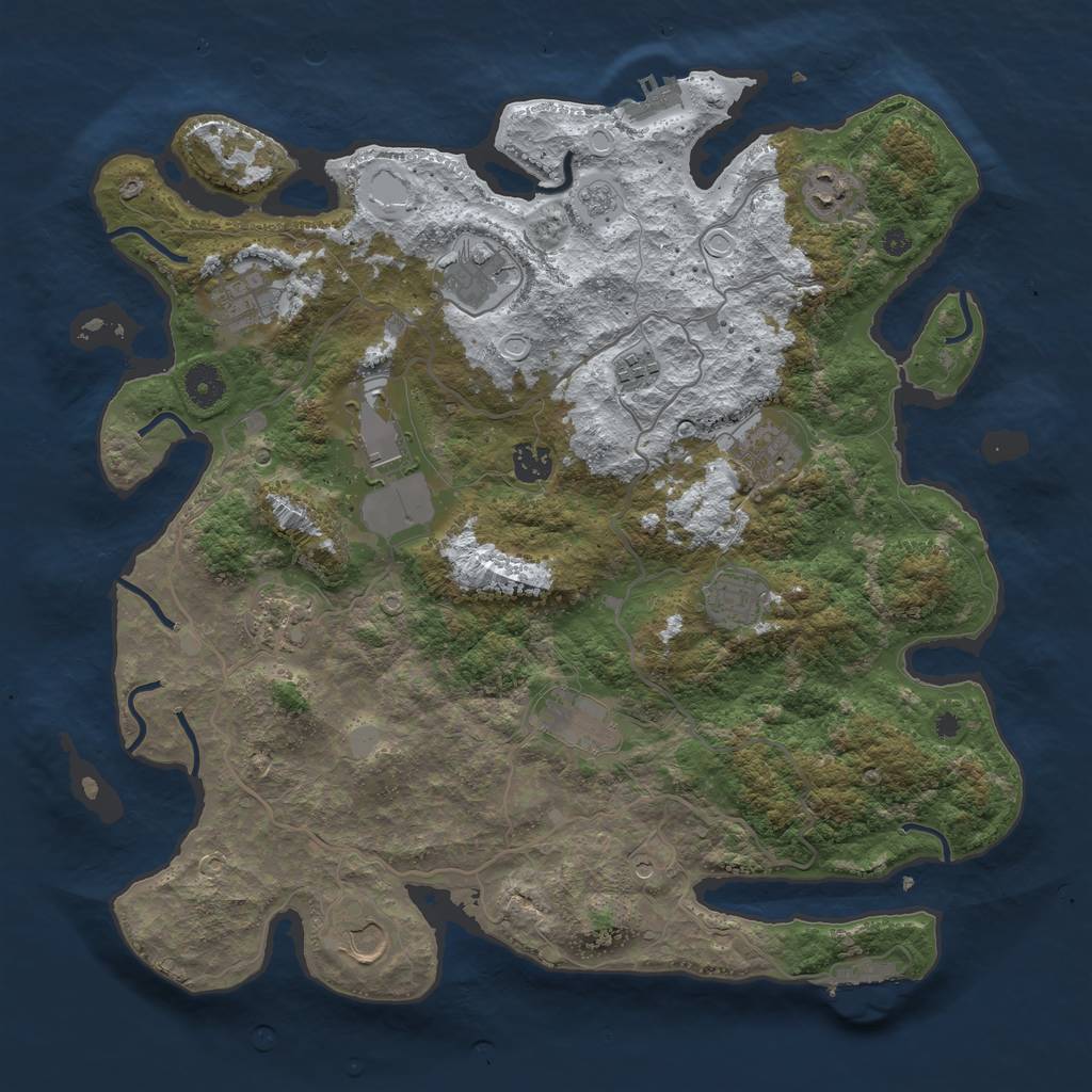 Rust Map: Procedural Map, Size: 4000, Seed: 2130410510, 20 Monuments