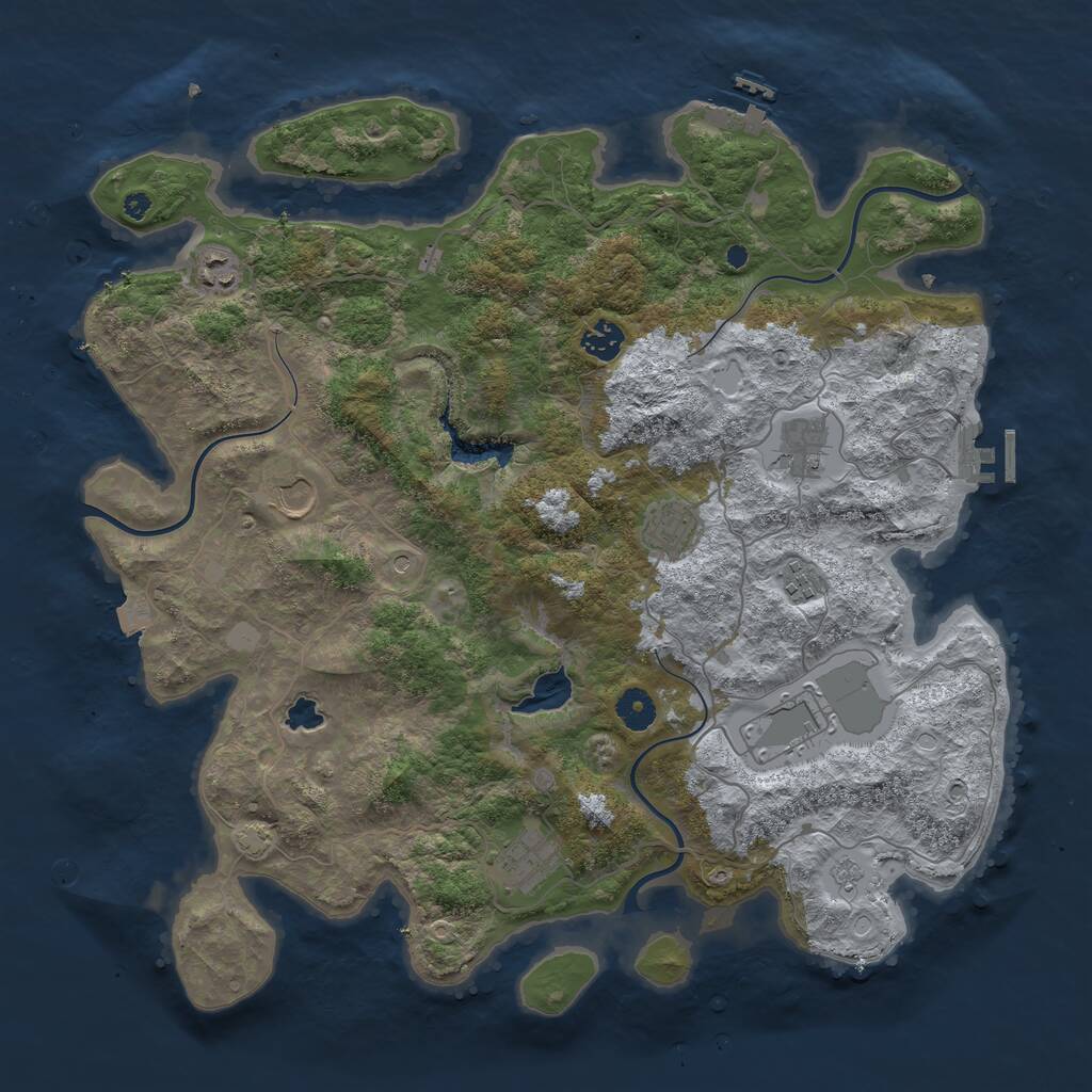 Rust Map: Procedural Map, Size: 4100, Seed: 1977, 14 Monuments