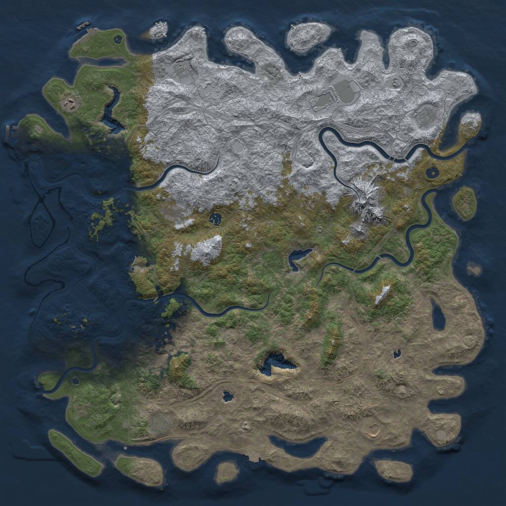 Rust Map: Procedural Map, Size: 6000, Seed: 1134206, 17 Monuments