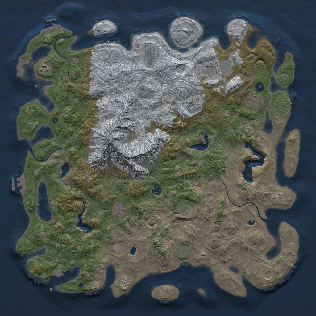 Rust Map: Procedural Map, Size: 5000, Seed: 606739357, 17 Monuments