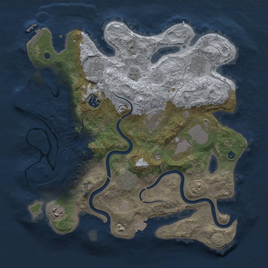 Rust Map: Procedural Map, Size: 3500, Seed: 32728, 14 Monuments