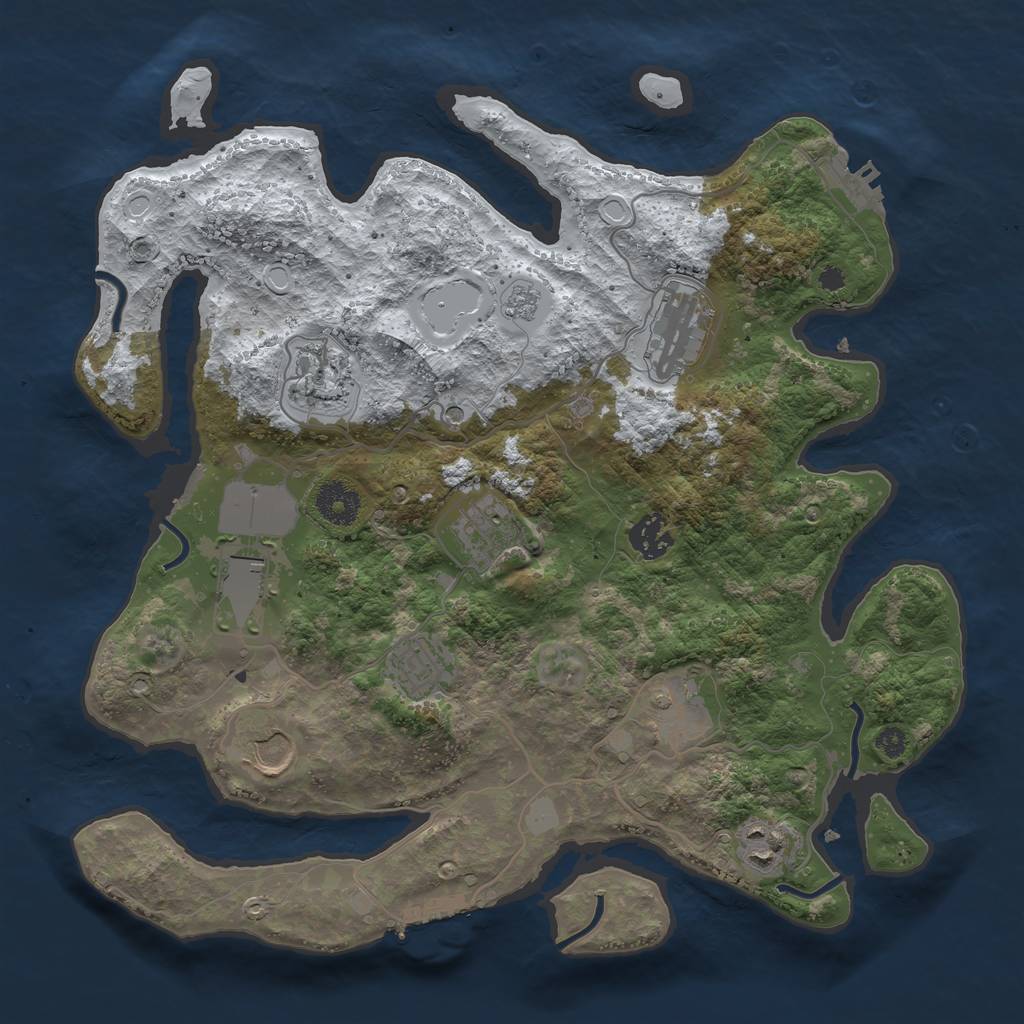 Rust Map: Procedural Map, Size: 3500, Seed: 22222222, 18 Monuments