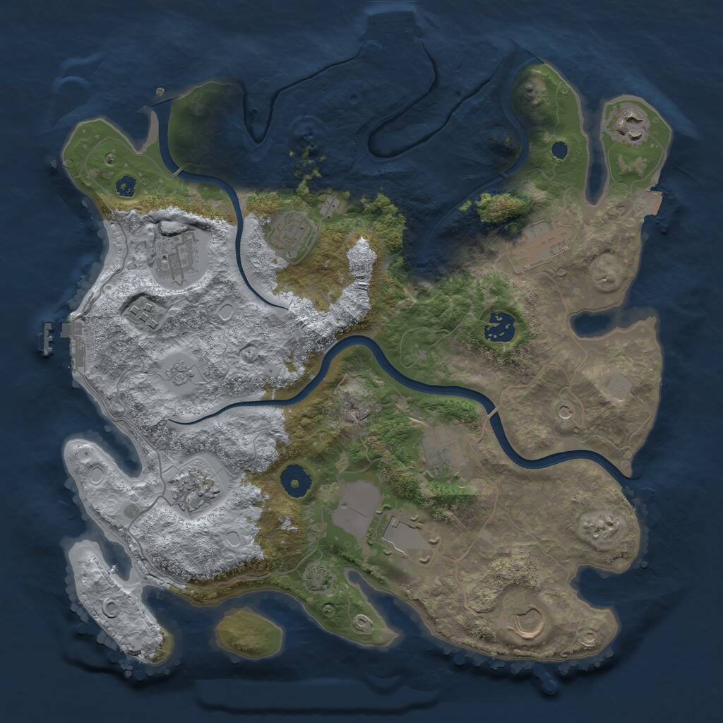 Rust Map: Procedural Map, Size: 3500, Seed: 1970133789, 16 Monuments