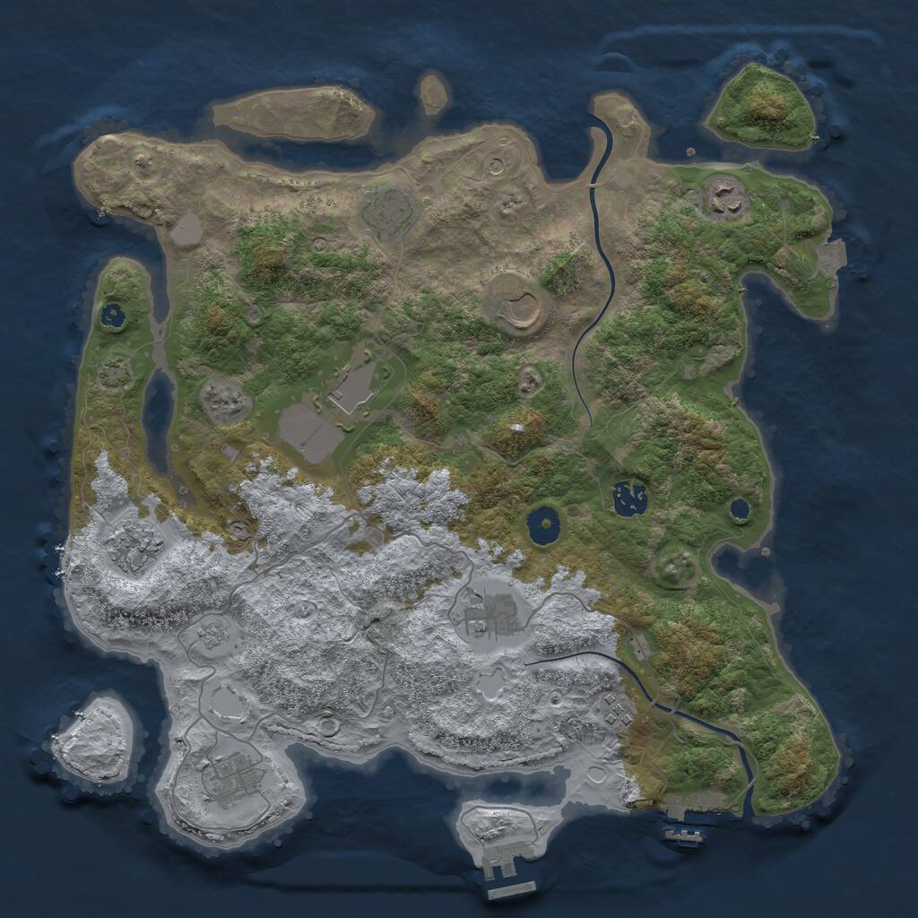 Rust Map: Procedural Map, Size: 3850, Seed: 1165472418, 15 Monuments