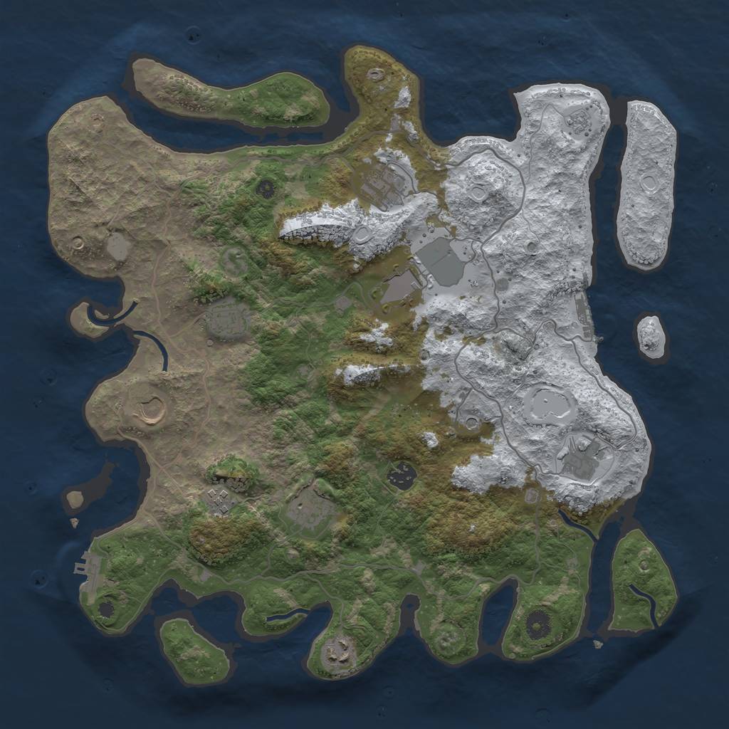 Rust Map: Procedural Map, Size: 4000, Seed: 7476914, 18 Monuments