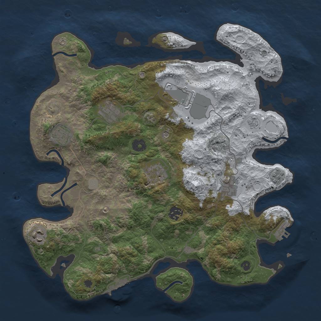 Rust Map: Procedural Map, Size: 3500, Seed: 1028, 17 Monuments