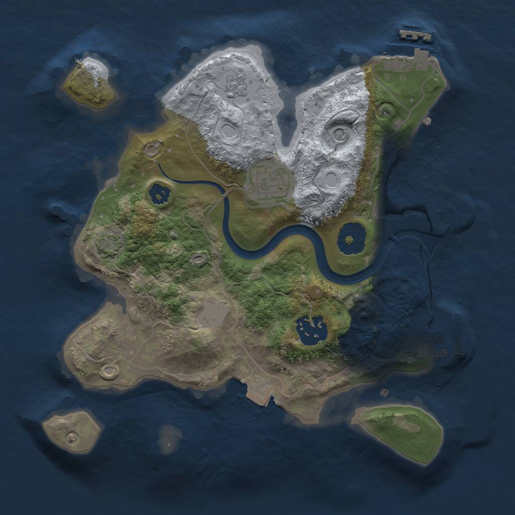Rust Map: Procedural Map, Size: 2500, Seed: 817019633, 8 Monuments