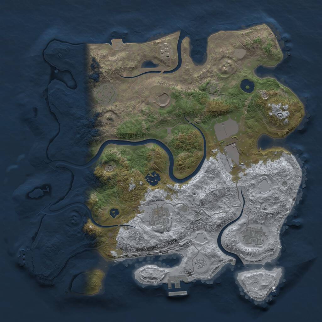 Rust Map: Procedural Map, Size: 3500, Seed: 1524562041, 13 Monuments