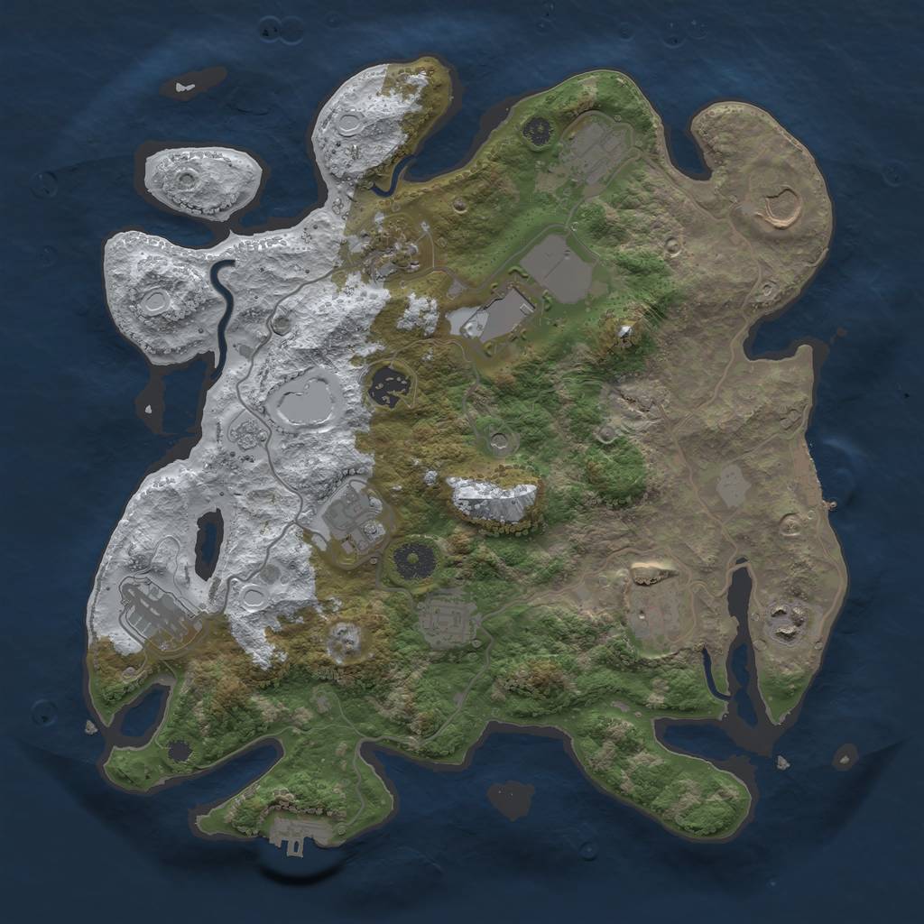 Rust Map: Procedural Map, Size: 3500, Seed: 1057661464, 19 Monuments