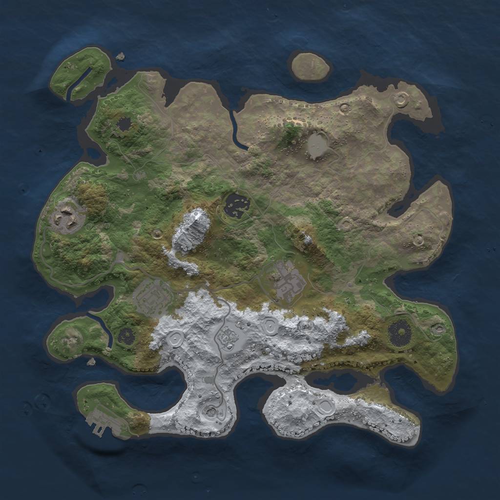 Rust Map: Procedural Map, Size: 3000, Seed: 654866942, 12 Monuments