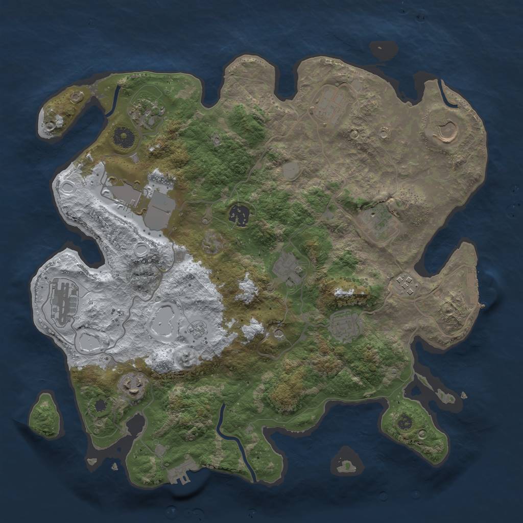 Rust Map: Procedural Map, Size: 3700, Seed: 183133008, 20 Monuments