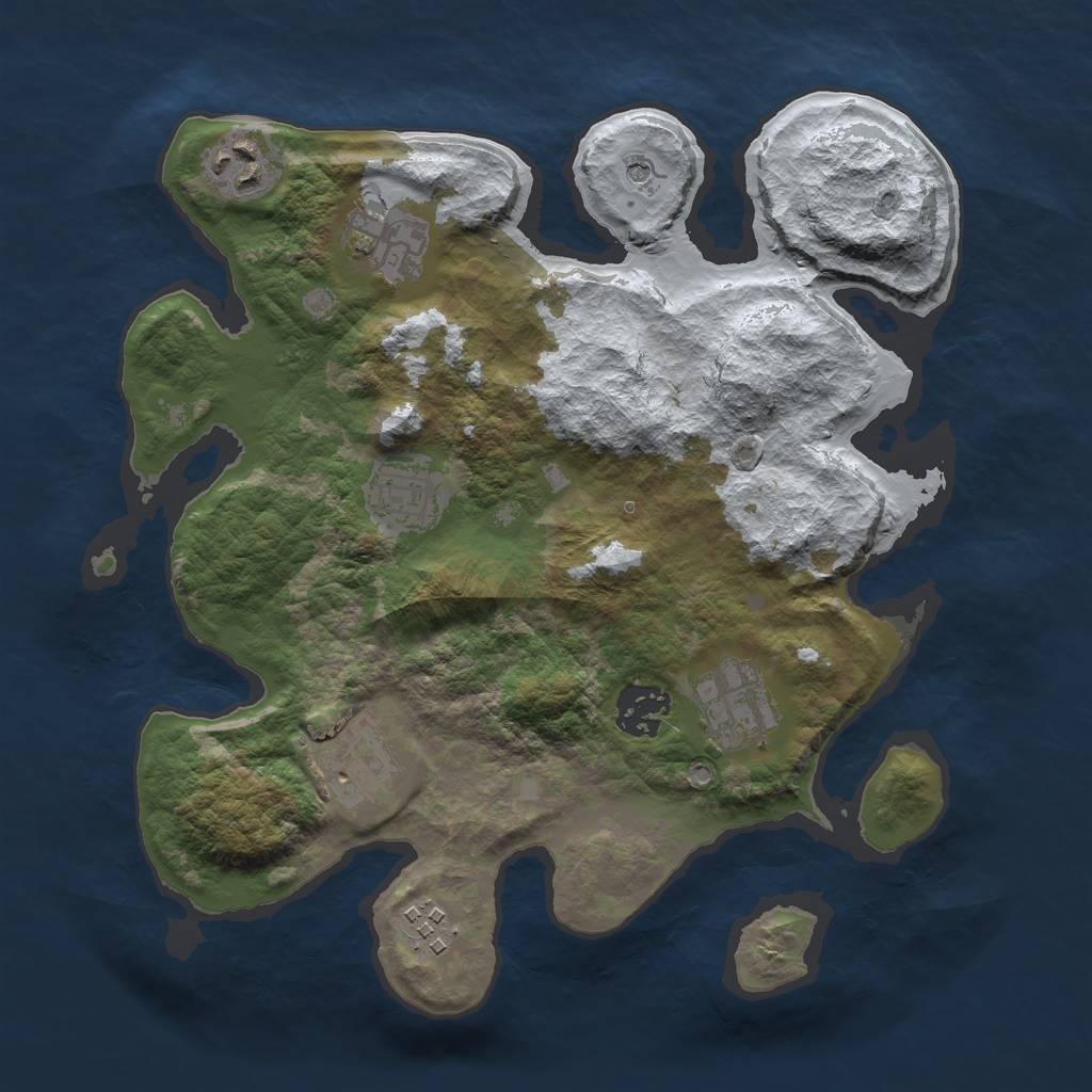 Rust Map: Barren, Size: 3000, Seed: 87587, 10 Monuments