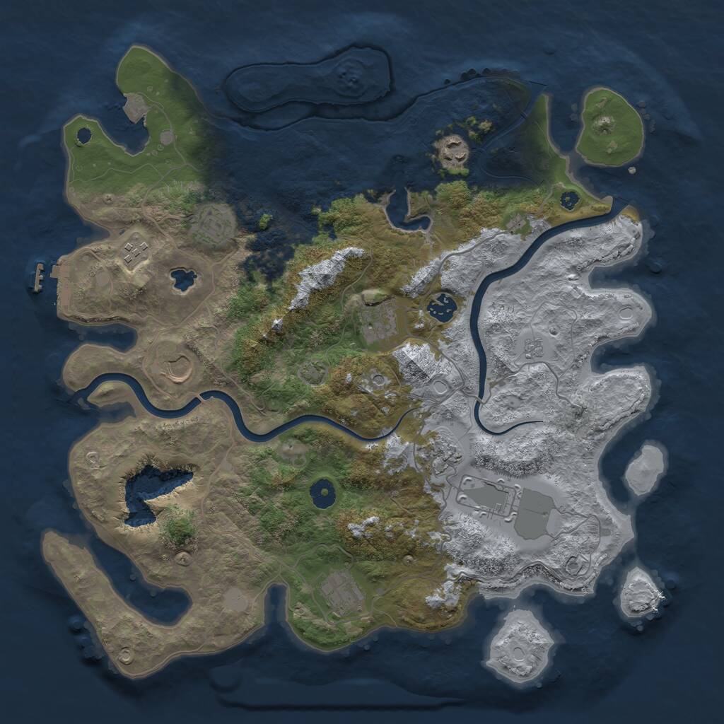 Rust Map: Procedural Map, Size: 4000, Seed: 104, 14 Monuments