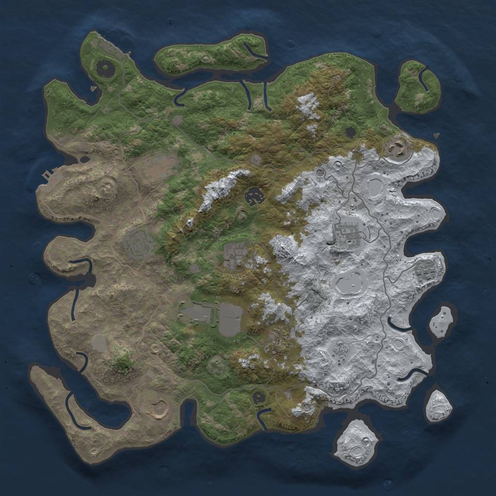 Rust Map: Procedural Map, Size: 4000, Seed: 104, 19 Monuments