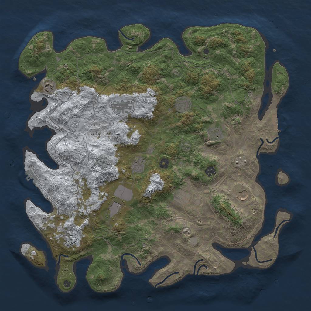 Rust Map: Procedural Map, Size: 4500, Seed: 141315635, 20 Monuments