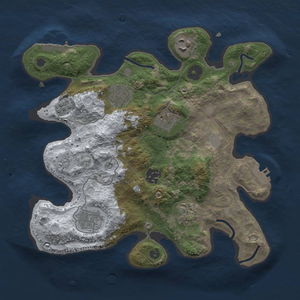 Rust Map: Procedural Map, Size: 3000, Seed: 54781, 16 Monuments