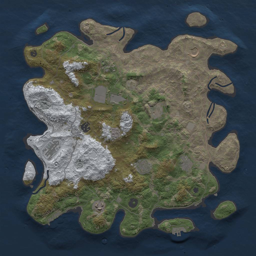 Rust Map: Procedural Map, Size: 4000, Seed: 2986169, 18 Monuments