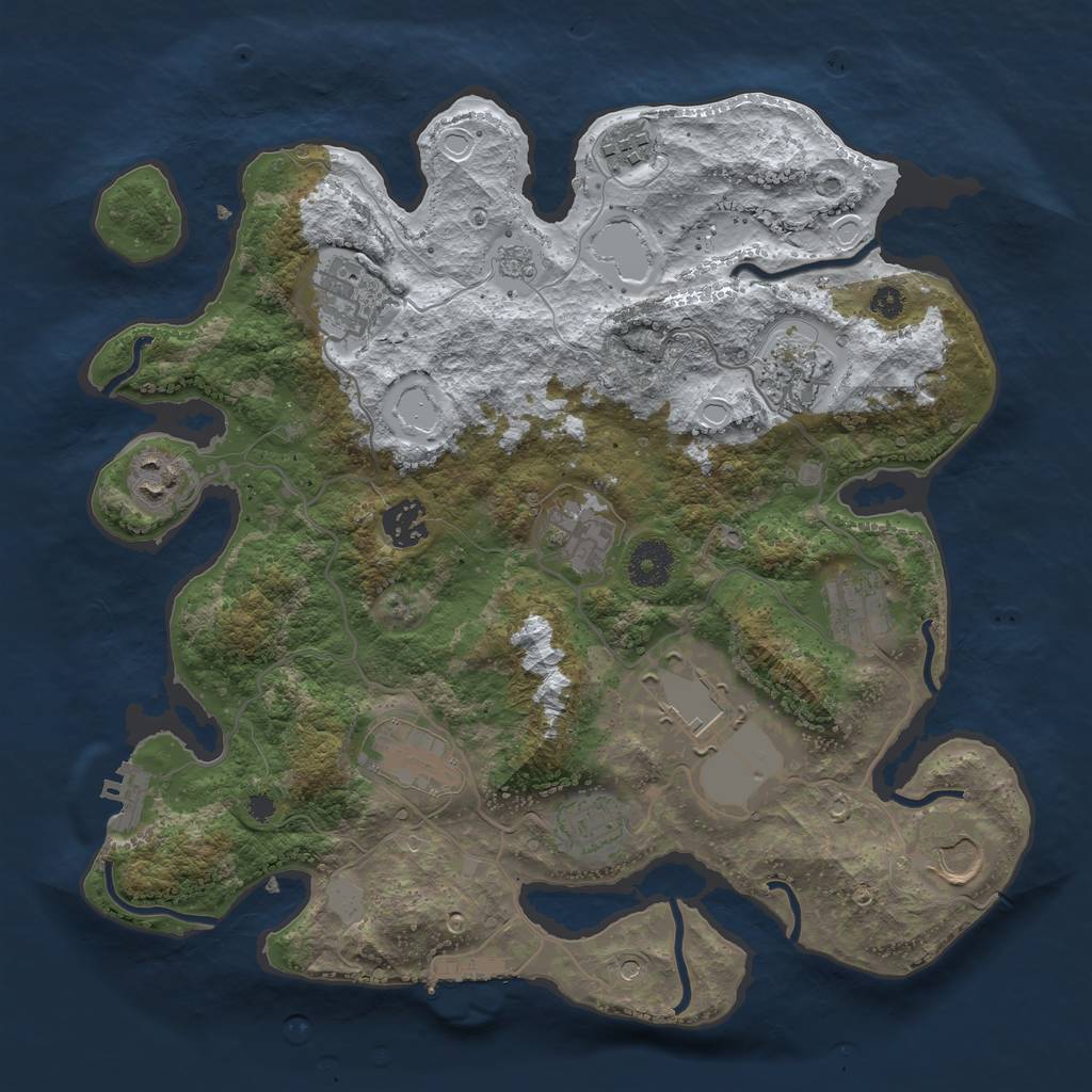 Rust Map: Procedural Map, Size: 3500, Seed: 1858399766, 20 Monuments