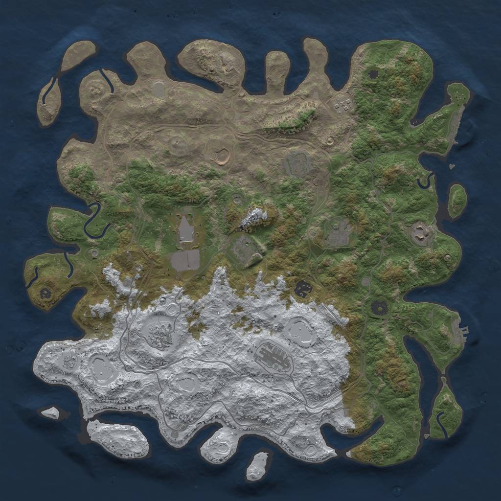 Rust Map: Procedural Map, Size: 4500, Seed: 454545, 19 Monuments