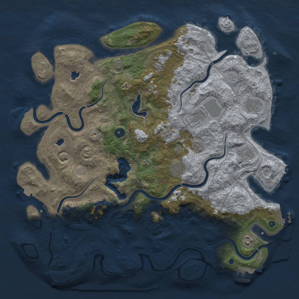 Rust Map: Procedural Map, Size: 4500, Seed: 1244986771, 13 Monuments