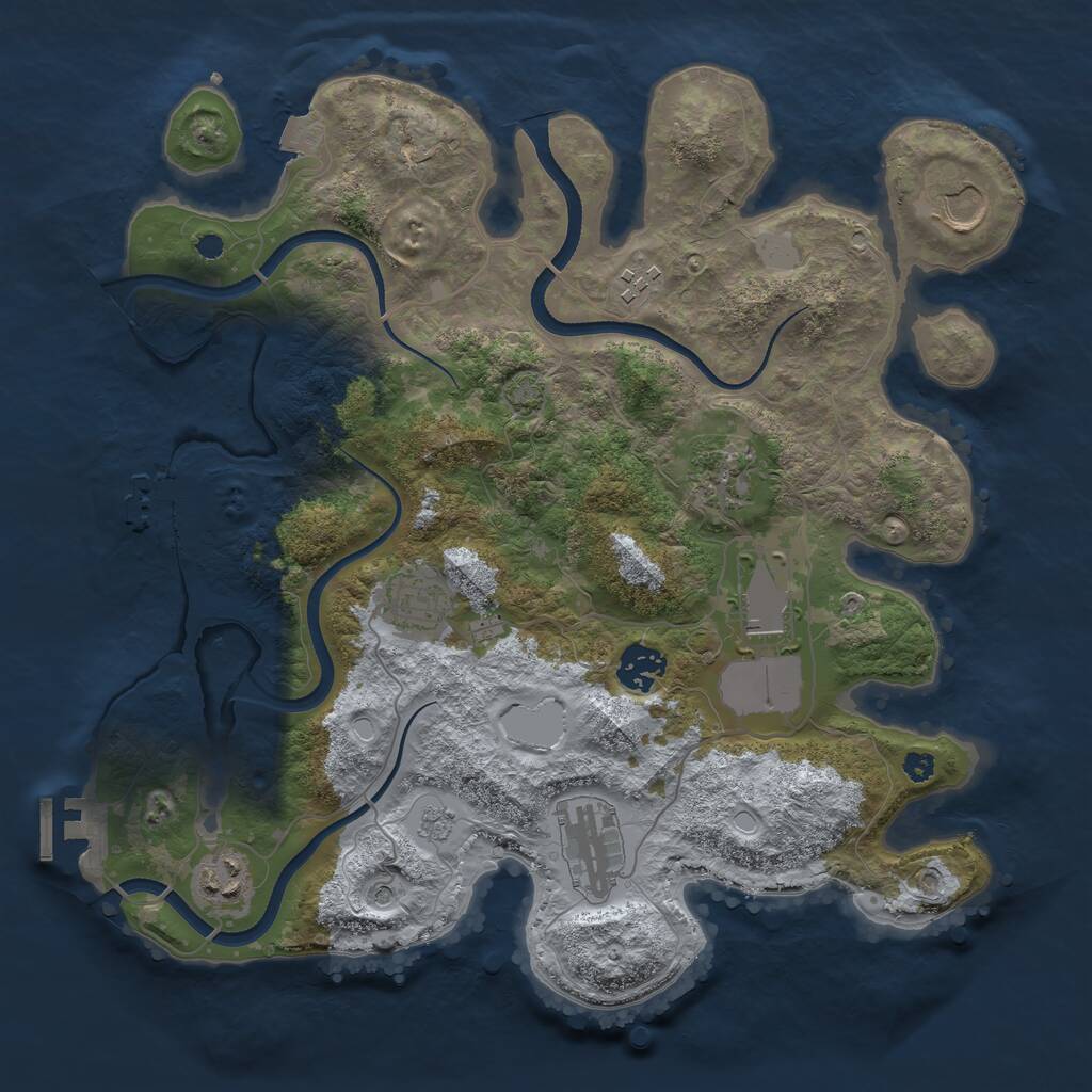 Rust Map: Procedural Map, Size: 3500, Seed: 893135969, 14 Monuments