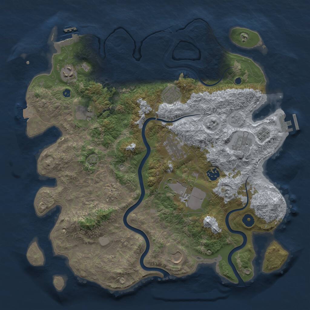 Rust Map: Procedural Map, Size: 3850, Seed: 1258272171, 16 Monuments