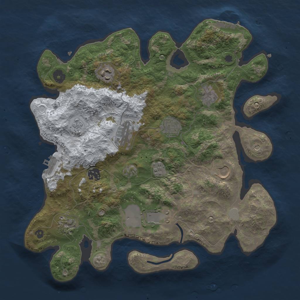 Rust Map: Procedural Map, Size: 3500, Seed: 1043375814, 18 Monuments