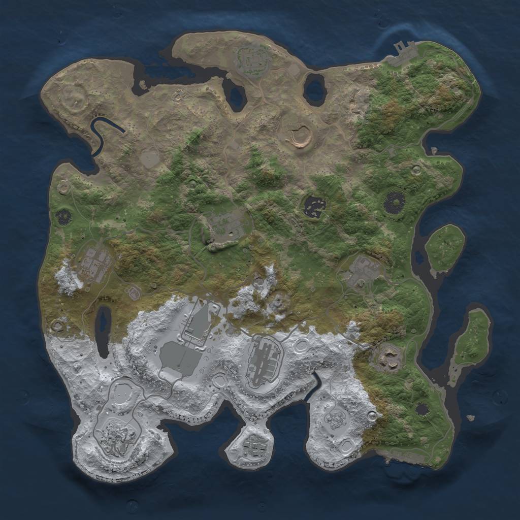 Rust Map: Procedural Map, Size: 3500, Seed: 1236984484, 20 Monuments