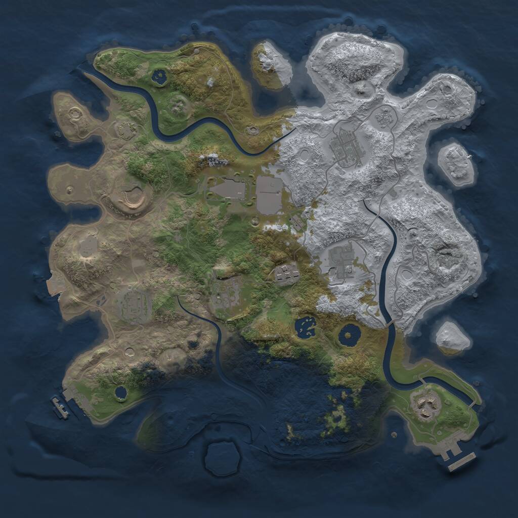 Rust Map: Procedural Map, Size: 3500, Seed: 850249158, 15 Monuments