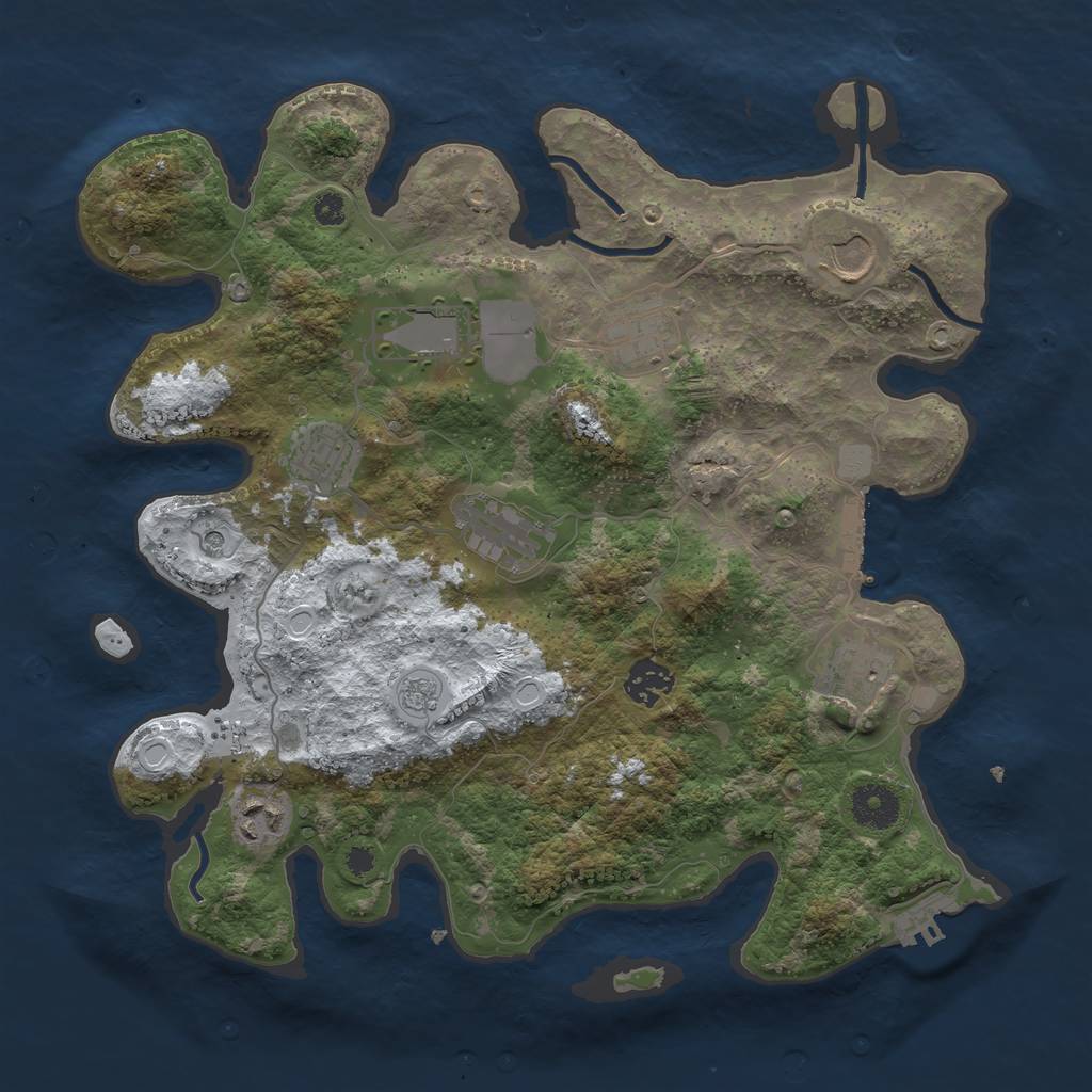 Rust Map: Procedural Map, Size: 3500, Seed: 1047097629, 17 Monuments