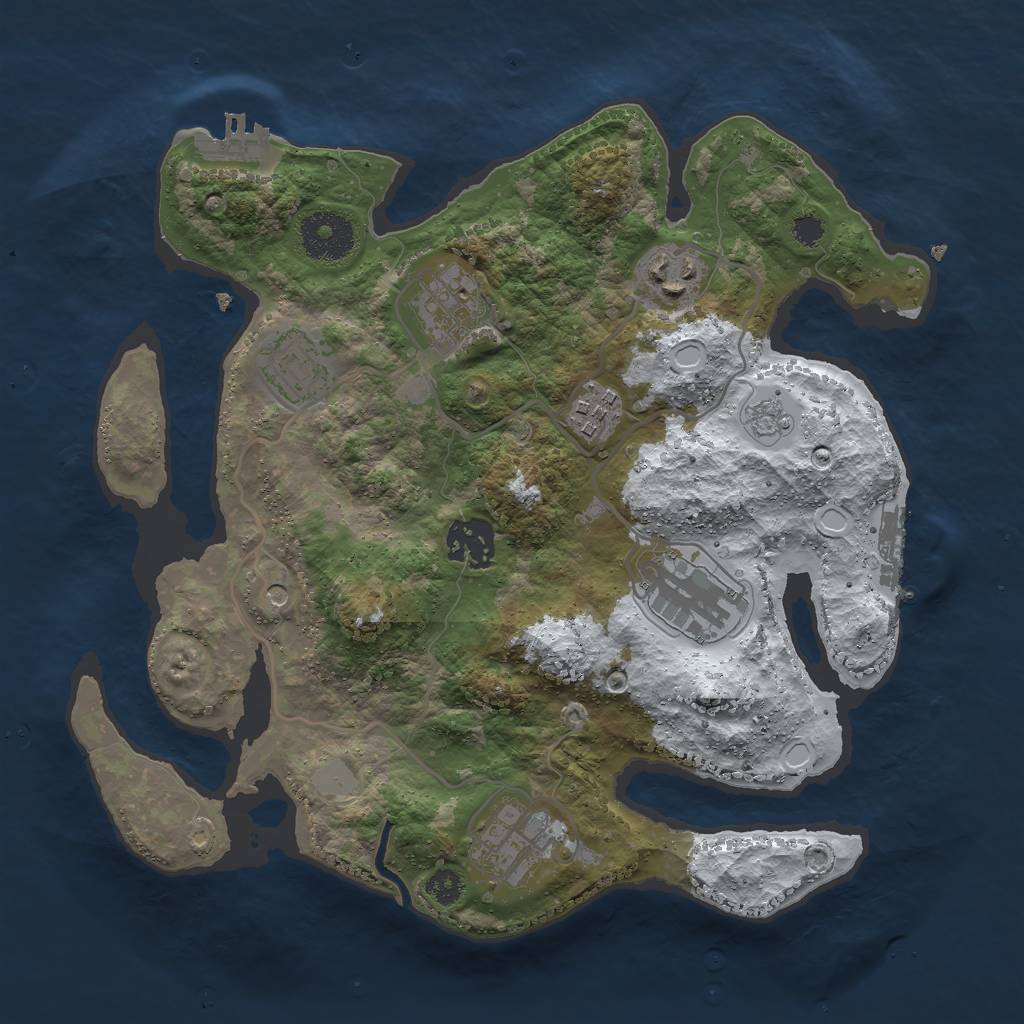 Rust Map: Procedural Map, Size: 3000, Seed: 57243, 16 Monuments