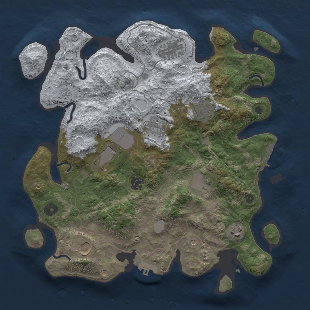 Rust Map: Procedural Map, Size: 3500, Seed: 467160726, 17 Monuments
