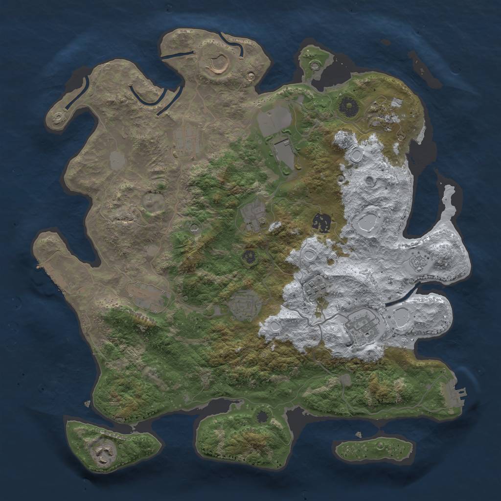Rust Map: Procedural Map, Size: 3850, Seed: 54233, 20 Monuments
