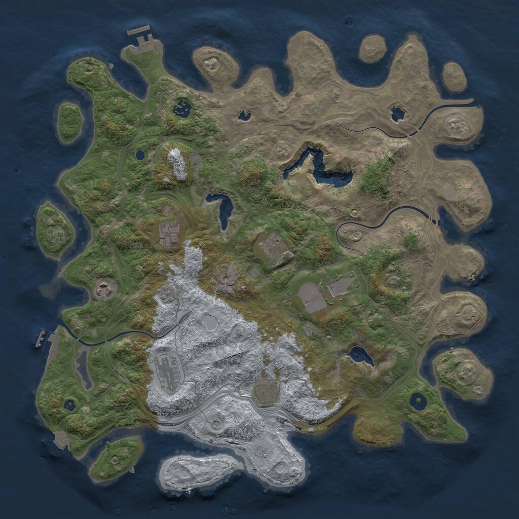 Rust Map: Procedural Map, Size: 4500, Seed: 1511600193, 15 Monuments