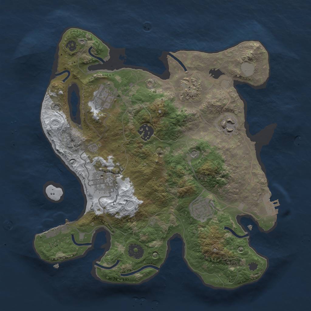 Rust Map: Procedural Map, Size: 3000, Seed: 2066557181, 14 Monuments