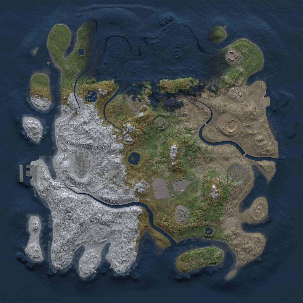 Rust Map: Procedural Map, Size: 3750, Seed: 444598487, 14 Monuments