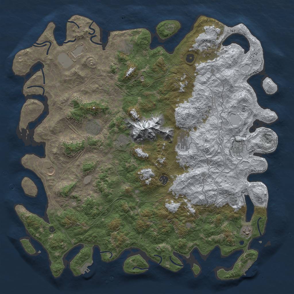 Rust Map: Procedural Map, Size: 5000, Seed: 1213036371, 20 Monuments