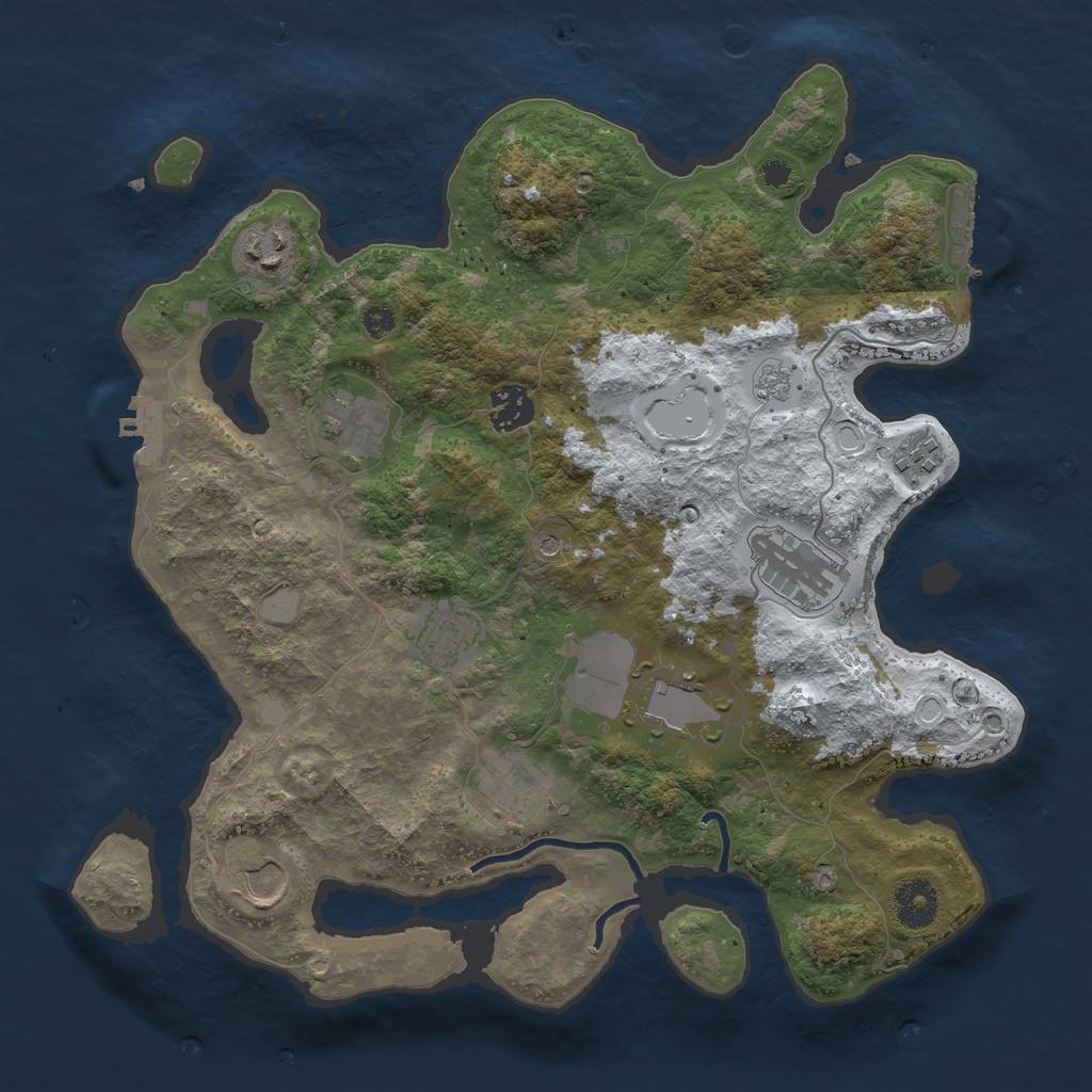 Rust Map: Procedural Map, Size: 3500, Seed: 773436, 18 Monuments