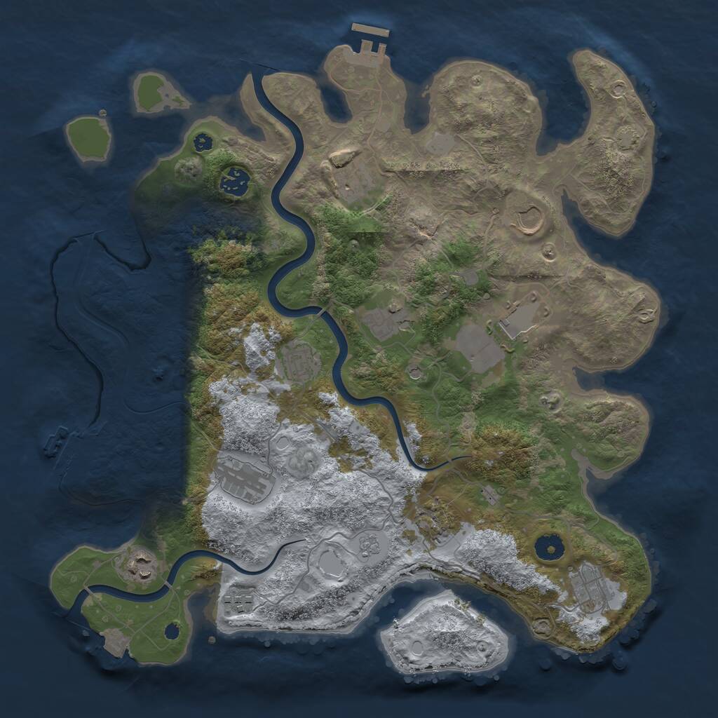 Rust Map: Procedural Map, Size: 3850, Seed: 44587024, 17 Monuments