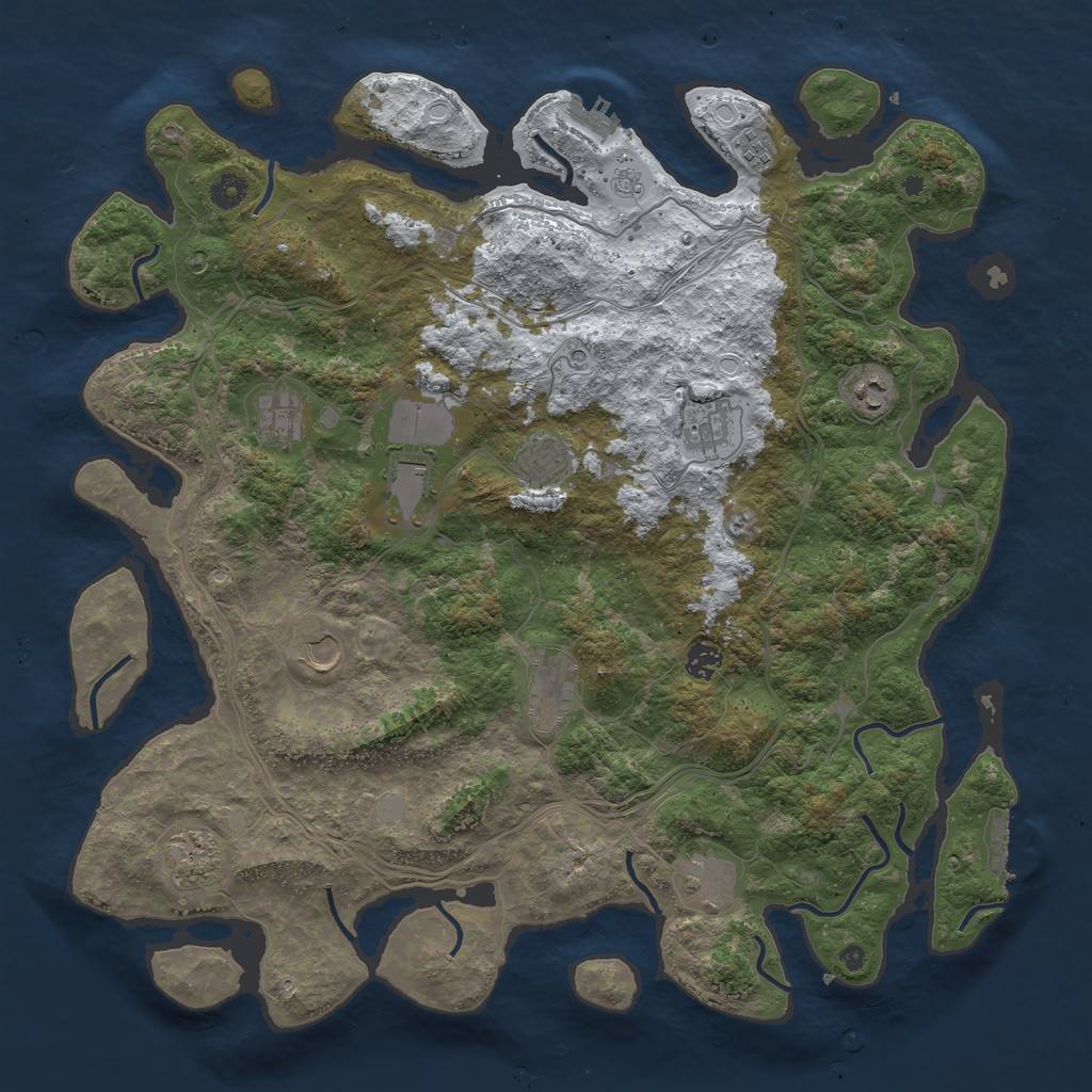 Rust Map: Procedural Map, Size: 4500, Seed: 1370596604, 20 Monuments