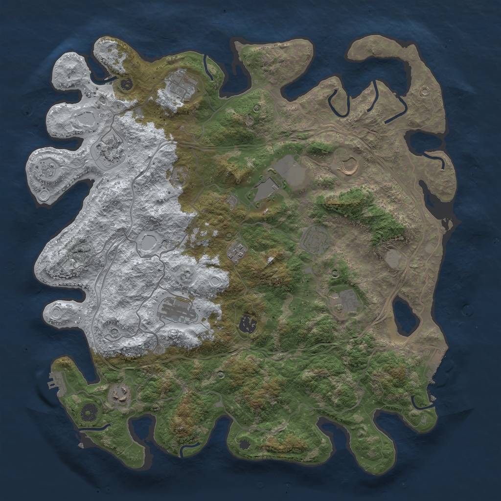 Rust Map: Procedural Map, Size: 4250, Seed: 1276657574, 19 Monuments